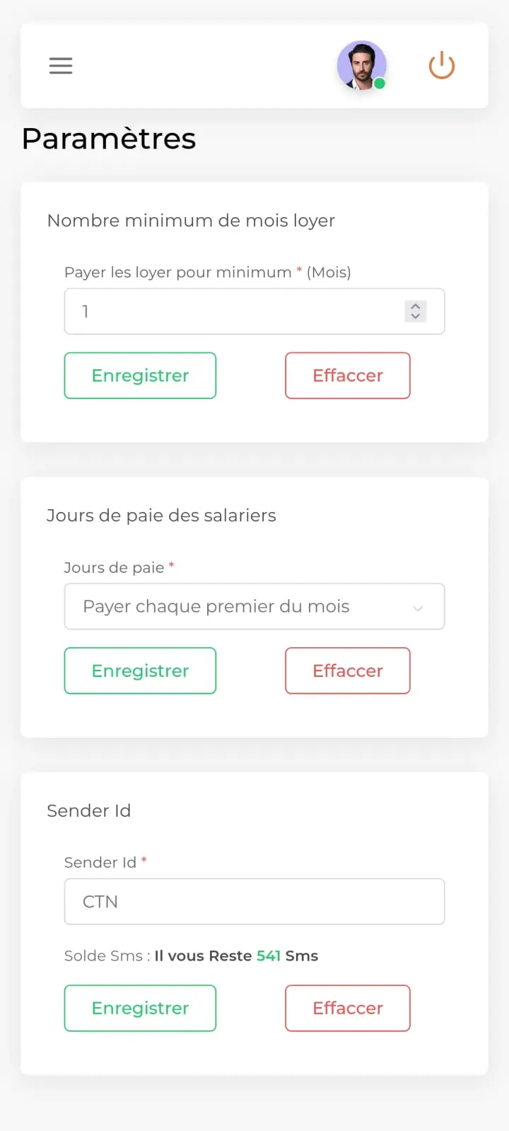Paramètres Focus Rent